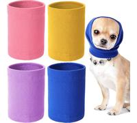Saintrygo 4 Pcs 3 Size Dog Snoods Pet Ear Wrap Cover Sound Proof Muffs for Barking and Bathing Warm Winter Scarf for Calming(Blue, Yellow, Light Purple, Pink,S)