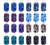 Saintrygo 48 Pcs Camouflage Army Dog Tags Acrylic Personalized Military Dog Tags for Engraving Camo Party Favor Gift 24 Camo Necklaces with 24 Beaded Chains for DIY Craft, 2.7 x 4.7 cm/ 1.1 x 1.9