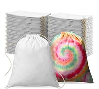 Saintrygo Tie Dye Drawstring Bags Cotton Sublimation Blank Backpack Bulk Tie Dye Kits Things for Large Groups, 14"x16", White, 14 x16 inches, Drawstring Bags