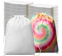 Saintrygo Tie Dye Drawstring Bags Cotton Sublimation Blank Backpack Bulk Tie Dye Kits Things for Large Groups, 14"x16"