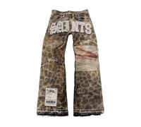 Saints Animal Print Embroidered Jeans