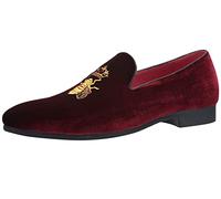 SAINTS BASE Men's Moccasin Driving Shoes Low Shoes Velvet Comfortable Flat Driving Slippers Slip-on Loafer Shoes Red 12 UK
