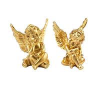 SAINWORDS Baby Thinking Angel Statues and Figurines Cute Wings Cherubs Sculpture Outdoor Garden Home Decorations for Living Room Book Shelf TV Cabinets Decor Table Centerpieces Ornament (Gold)