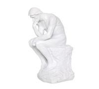 SAINWORDS The Thinker Statue Figurine Thinking Man Resin Decor Sculpture (White)