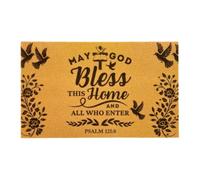 SAIONJI Christian Doormat - May God Bless This Home Psalm 121:8 - 30" x 18" Faux Coir Welcome Mat, Non-Slip Rubber Backing, Waterproof, Durable, Indoor & Outdoor Use