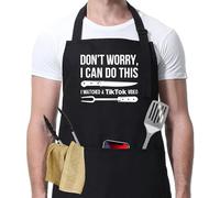 Saionji Funny Apron - Adjustable, Gabardine Kitchen Apron with Pockets for Cooking, Grilling - Ideal Gift for Food Lovers, Don't Worry I Can Do This, One size