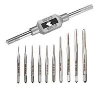 Saipe 10pcs Micro Taps Bit Small Hand Screw Thread Taps M1-M3.5 HSS Mini Metric Plug Tap Screw Tap Drill Tap Drill Set Tapping Tool with Adjustable Tap Wrench 1/16-1/4''