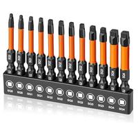 Saipe 12 Pieces Square Drive Bits, 2 inch /50 mm Long Robertson Square Drill Bit Set, 1/4 Inch Hex Shank Magnetic Square Head Screwdriver Bit Set for Impact Driver,S2 Steel,Size #0, 1, 2, 3, and #4