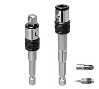 Saipe 2pcs 2-in-1 Impact Socket Adapter to Bit Holder, 1/4" Drill Socket Adapter to Drill Bit Extension, for 1/4-Inch Square Drive Sockets and Hex Bits, Easy Switching Between Bits and Sockets