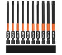 Saipor 10 x Long Torx Screwdriver Bits 100 mm Long Magnetic Torx Screwdriver Bits 1/4 Inch Hex Shank T10 T15 T20 T25 T30 T40