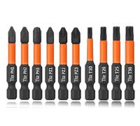 Saipor 10pcs Magnetic Phillips PoziDriv Torx Screwdriver Bit Set, 50mm/2" Long Impact Driver Bits, Pozi Phillips Cross Head Drill Bits Set Torx Bit Set, 1/4 Hex Shank Screw Driver Bits