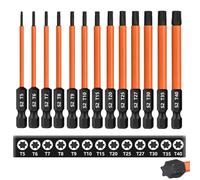 Saipor 13-Piece 3 inch /75 mm Long Torx Bit Set for Impact Driver, S2 Steel Star Bit Set (T5-T40), 1/4'' Hex-Shank Magnetic Torx Screwdriver Bit, Torx Head Drill Bit Set with CNC Machined Tips