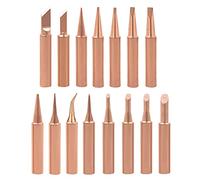 Saipor 15 Pcs Pure Copper Soldering Iron Tip Kit 900M-T Replaceable Solder Iron Tips Lead-Free Welding Head Tool Accessories for 936 Soldering Rework Station Soldering Tips