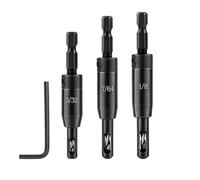 Saipor 3pcs Self Centering Drill Bit Set, 3/32", 7/64", 9/64" VIX Bit Set, Quick Change Hex Shank Center Hinge Drill Bit for #6 8 10 Screws