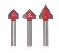 Saipor 3pcs V-Groove Router Bit Set, Carbide Tipped V Grooving Bits 3D CNC Engraving Cutter 6mm Shank Woodworking Carving Cutting Tool (60/90 Degree)