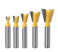 Saipor 5 Piece 8 mm Shank Dovetail Milling Cutter Set Dovetail Woodworking Milling Tools Dovetail Common Cutter Set [1/4 Inch 1/2 Inch 3/8 Inch 5/8 Inch 3/4 Inch]