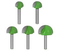 Saipor 5pcs 6mm Round Nose Cove Core Box Router Bit C3 Carbide Woodworking Tool 16/18/22/25/32mm Cutting Diameter Great for Making Signs, Decorative Accents to Furniture & Plaques