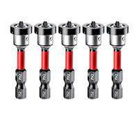 Saipor 5pcs Drywall Bit Attachment with Depth Stop, PH2 Magnetic Drywall Screwdriver Bits for Countersinking Drywall Screws in Plasterboard, 1/4 Inch Hex Shank Plasterboard Bit