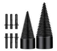 Saipor 8Pcs Firewood Log Splitter Drill Bit Set Removable Wood Splitting Drill Bit, 32MM+42MM Heavy Duty Screw Cone Driver Wood Splitter for Electric Drills with Round + Square + Hex Shank