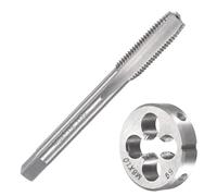 Saipor M8 X 1.0 Metric Tap and Die Set, Threading Tap Die Set | m8 X 1mm HSS Straight Fluted Machine Thread Right Hand Screw Tap and Round Threading Die