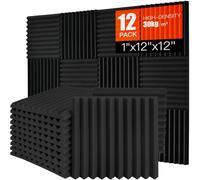 SAIQIANG Acoustic Foam Panels, Pack of 12, 2.5 x 30 x 30 cm Sound Insulation, Sound Insulation Mats & Sound Absorbers for Studio & Recording Studios