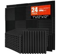 Saiqiang Pack of 24 Acoustic Foam, Acoustic Foam Panels, Wall Sound Insulation Acoustic Panels, Sound Insulation Mat, High Density Foam Board, 30 x 30 x 2.5 cm