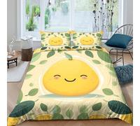 SAISAIGE 3D Comfortable Microfiber Cute citrus Duvet Cover Set All Season Bedding Sets with Matching Pillowcase Cartoon fruit design Bedding Quilt Cover Easy Care, Washable for All Double（200x200cm）