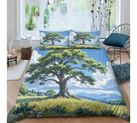 SAISAIGE 3D Effect Cosy Microfiber Lush tree Quilt Cover Bedding Set with Pillow Cases Nature landscape style Duvet Cover Sets Easy Care Breathable All Season for Bedroom Decor King（220x240cm）
