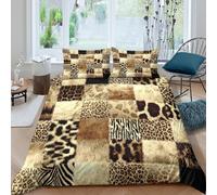 SAISAIGE 3D Print Skin-Friendly Microfibre Animal print patterns Bed Quilt Cover Breathable Bedding Set w/Pillowcases Modern geometric Duvet Cover All Season, Easy Care, for All Super king（260x220cm）