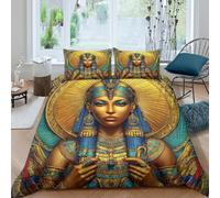 SAISAIGE 3D Print Soft Microfibre Egyptian queen Bedding Quilt Cover Easy Care Bedding Set with Pillow Cases ancient Style Quilt Cover Set All Season Soft for Boys Girls Kids Double（200x200cm）