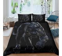 SAISAIGE 3D Print Ultrasoft Microfibre black panther Comforter Cover All Season Bedding Set w/Pillowcases wild animal illustration Quilt Cover Set Easy Care Soft for Boys Girls Kids Single（140x200cm）