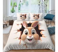 SAISAIGE 3D Printed Cosy Microfiber Easter bunny Quilt Cover All Season Bedding Sets with Matching Pillowcase Cartoon cute style Duvet Cover All Season for Bedroom Decoration Single（135x200cm）