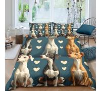 SAISAIGE 3D Printed Cosy Microfibre Italian Greyhound dogs Quilt Cover All Season Bedding Sets with Pillow Cases Artistic pet Comforter Cover All Season Easy Care for Couples Double（200x200cm）