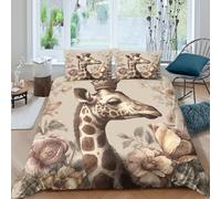 SAISAIGE 3D Ultra Soft Microfibre Royal giraffe crown Comforter Cover All Season Bedding Set w/Pillow Cases Vintage floral Duvet Cover Set Easy Care Breathable for Bedroom Decor Super king（260x220cm）