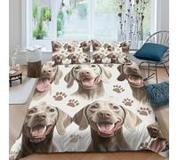 SAISAIGE Super Soft 3D Print Microfiber Weimaraner dog faces Quilt Cover Easy Care Bedding Set w/Pillowcases cartoon illust Bed Quilt Cover All Season Breathable for Kids Teens Adults King（220x240cm）