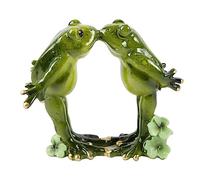 SAISHUO Kissing Frog Couple Figurine Romantic - 1 Set Frog Statues Unique Animal Tabletop Shelf Decoration for Home Garden Patio and Office