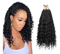 Saisifen Boho Goddess Box Braids Crochet Hair for Black Women 8 Packs Pre-Looped 1B Black Crochet Braids with Curls 12 Inches