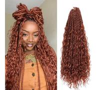 Saisifen Boho Goddess Box Braids Crochet Hair for Black Women 8 Packs Pre-Looped Copper Red Crochet Braids with Curls 10 Inches