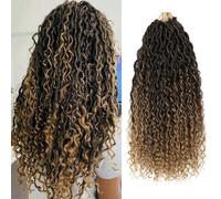 Saisifen Boho Goddess Locs Crochet Hair for Black Women 8 Packs 96 Strands Soft Faux Locs with Curly Ends, Pre-Looped Crochet Braids T27 Ombre Blonde 24 Inch(60cm)