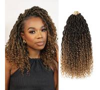 Saisifen Boho Goddess Locs Crochet Hair for Black Women 8 Packs 96 Strands Soft Faux Locs with Curly Ends, Pre-Looped Crochet Braids T27 Ombre Blonde 14 Inch(35cm)