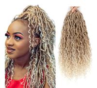 Saisifen Boho Goddess Locs Crochet Hair for Black Women 8 Packs 96 Strands Soft Faux Locs with Curly Ends, Pre-Looped Crochet Braids t27-613 Honey Blonde to Bleach Blonde 24 Inch(60cm)