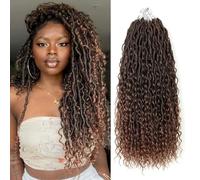 Saisifen Boho Goddess Locs Crochet Hair for Black Women 8 Packs 96 Strands Soft Faux Locs with Curly Ends, Pre-Looped Crochet Braids T30 Ombre Auburn 18 Inch(45cm)