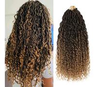 Saisifen Boho Goddess Locs Crochet Hair for Black Women 8 Packs 96 Strands Soft Faux Locs with Curly Ends, Pre-Looped Crochet Braids T27 Ombre Blonde 18 Inch(45cm)