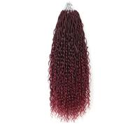 Saisifen Boho Goddess Locs Crochet Hair for Black Women 8 Packs 96 Strands Soft Faux Locs with Curly Ends, Pre-Looped Crochet Braids Ombre Burgundy 18 Inch(45cm)