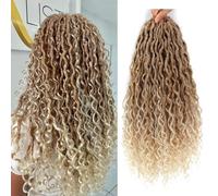 Saisifen Boho Goddess Locs Crochet Hair for Black Women 96 Strands Soft Faux Locs with Curly Ends, Pre-Looped Crochet Braids T27-613 Ombre Blonde 14 Inch