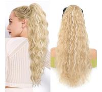 Saisifen Drawstring Ponytail Extension Long Water Wavy Synthetic Combs in Hair Extensions for Women Natural Looking Curls Hair 110g 50 CM/20 Inch #18H60