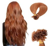 Saisifen Keratin Nail Tip Hair Extensions for Women 30# Medium Auburn Real Human Hair U-tip Hair Extension 50g 100 Strands 16 Inch(40cm)