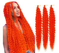 Saisifen Ocean Wave Crochet Hair for Black Women 3 Bundles Goddess Boho Braids Extensions Synthetic Curly Braiding Hair 61 cm(24 Inch) #Orange