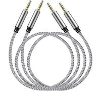 SAISN 3.5mm to 3.5mm Audio Aux Cable Male Jack to Male Jack Headphone Cable 0.5m 2 Pack Nylon Braided Hi-Fi Stereo Audio Aux Cord for Car Stereos, Headphones, Speakers, Laptops, Grey