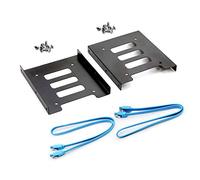 SAISN HDD SSD Mounting Bracket 2.5 to 3.5 Adapter Hard Drive Holder (Single Drive, 2 Pack + Blue SATA III Cables)